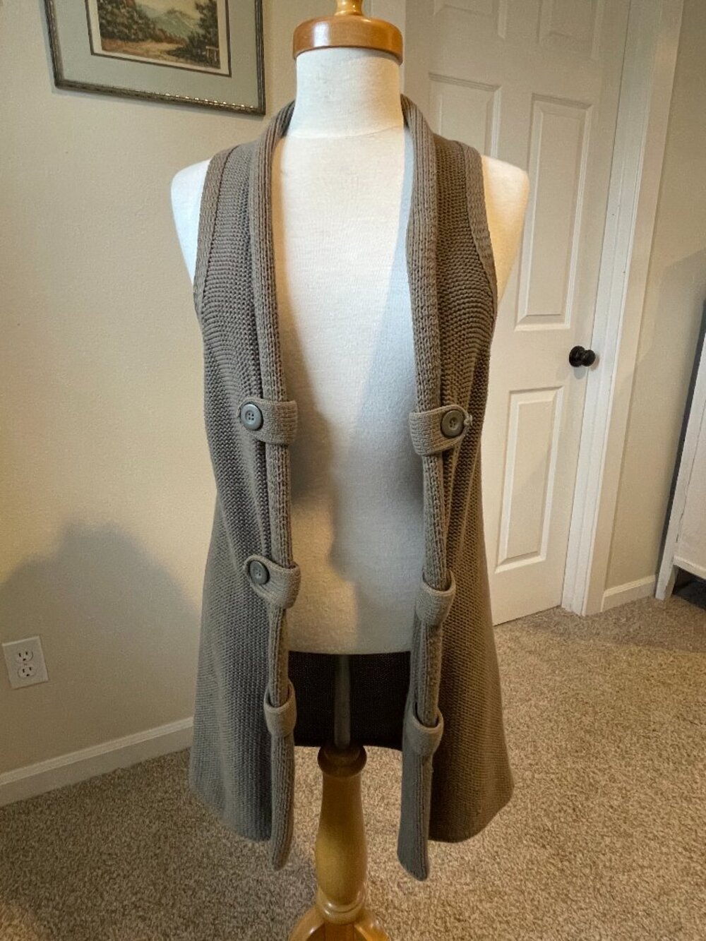 Y2K fever Olive/Khaki Green 100% Cotton Long Vest PS Purchased from Nordstom